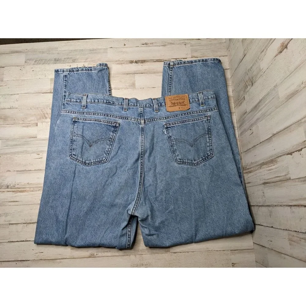 Vintage 1980-90s Levi's Blue Denim‎ White Tab #575 Made in USA 44x32 High Rise